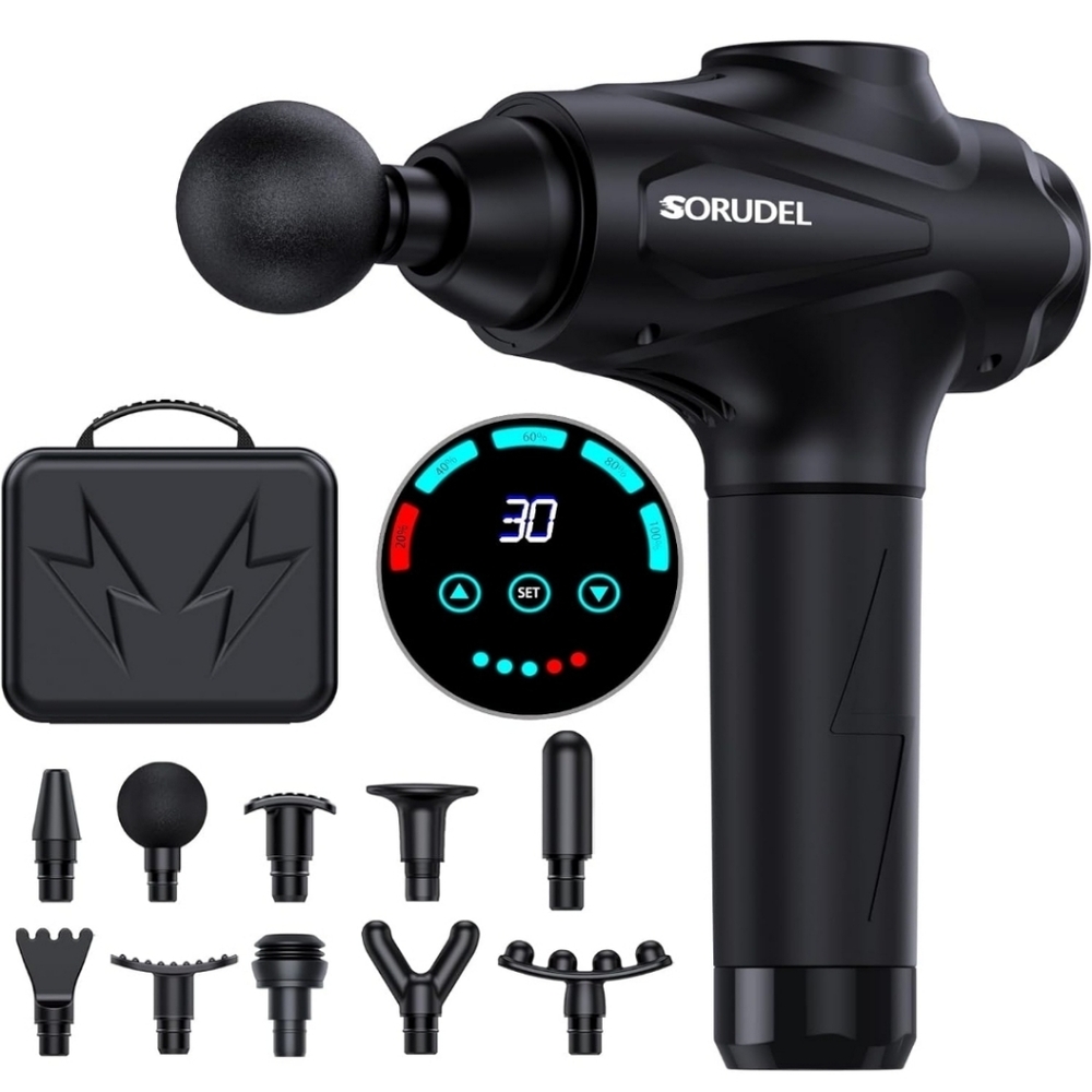 New SORUDEL Massage Gun Deep Tissue Massage Gun Muscle Massager with 30 Speed